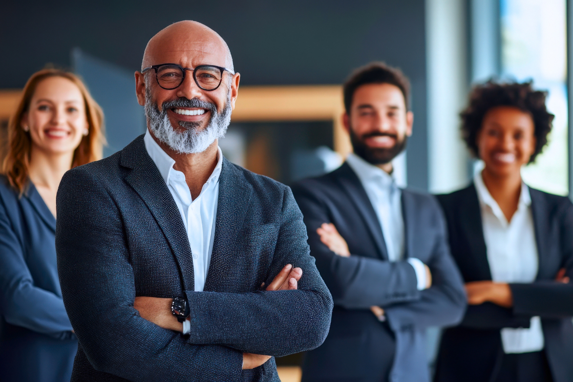 Team of professionals smiling and ready to assist.